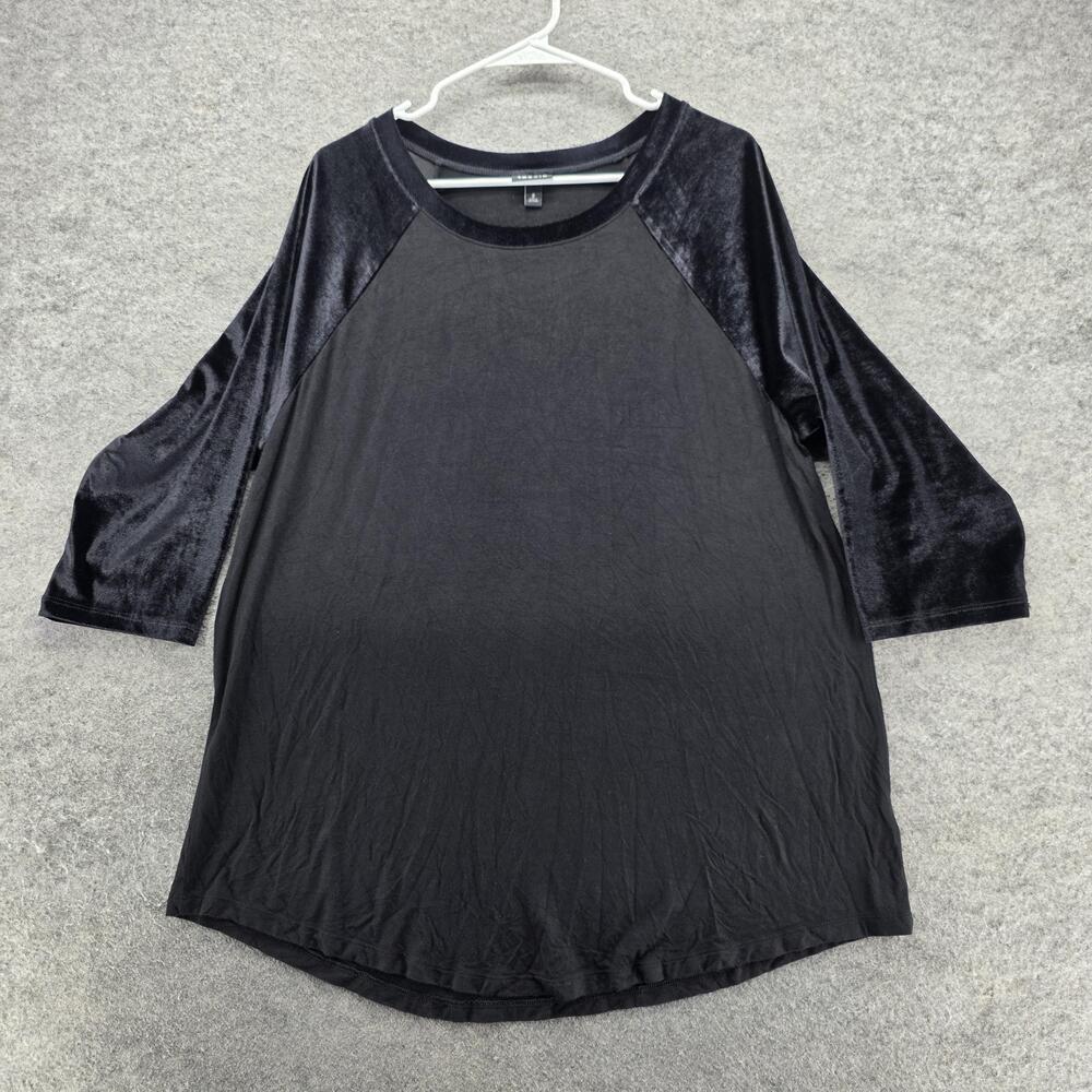 Torrid Tunic T-Shirt Womens 2 Black Raglan 3/4 Sleeve Crew Neck Stretch